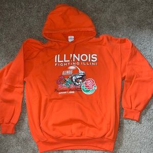 Illinois Fighting Illini 2008 Rose Bowl orange hooded sweatshirt size large